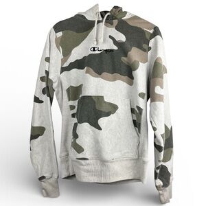 Champion Men's Green and Brown Small Camo Hoodie Casual